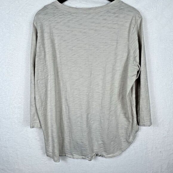 Escape By Habitat Beige Tunic T Shirt Slub Knit Curved Hem Neutral Minimalist XL - Picture 2 of 8